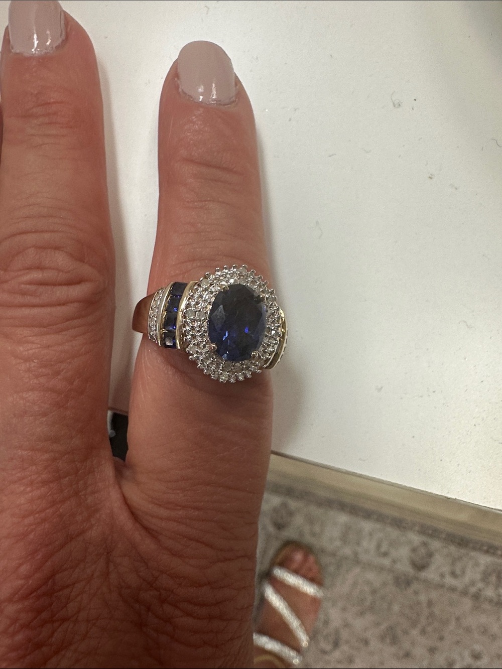 Blue Lab Created Sapphire 14k Yellow Gold Over Sterling Silver Ring 2.43ctw 7